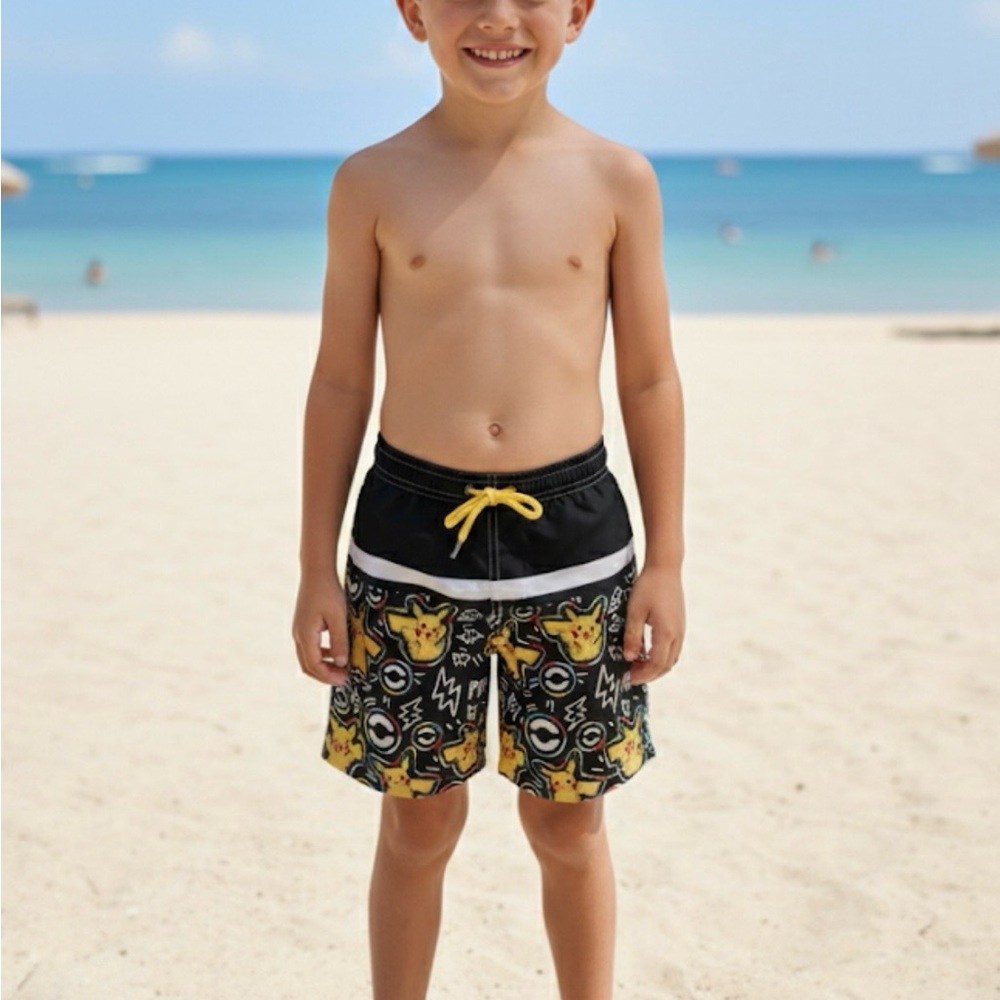 Pokémon Black and Yellow Graphic Swim Shorts UPF 50t Size 6-7